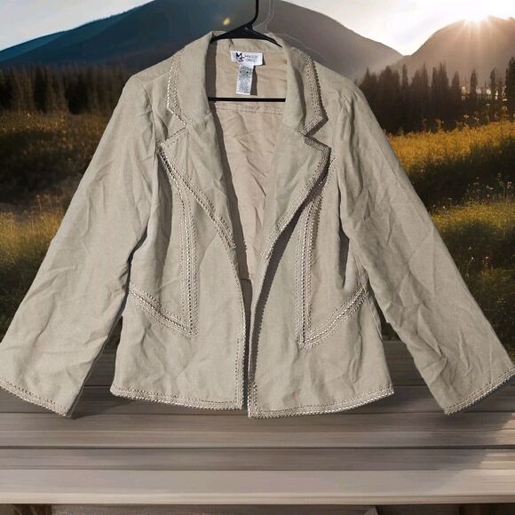 Maggie Sweet Soft Beige Jacket Women's Size Medium Petite Southwestern Cowgirl - Picture 1 of 11